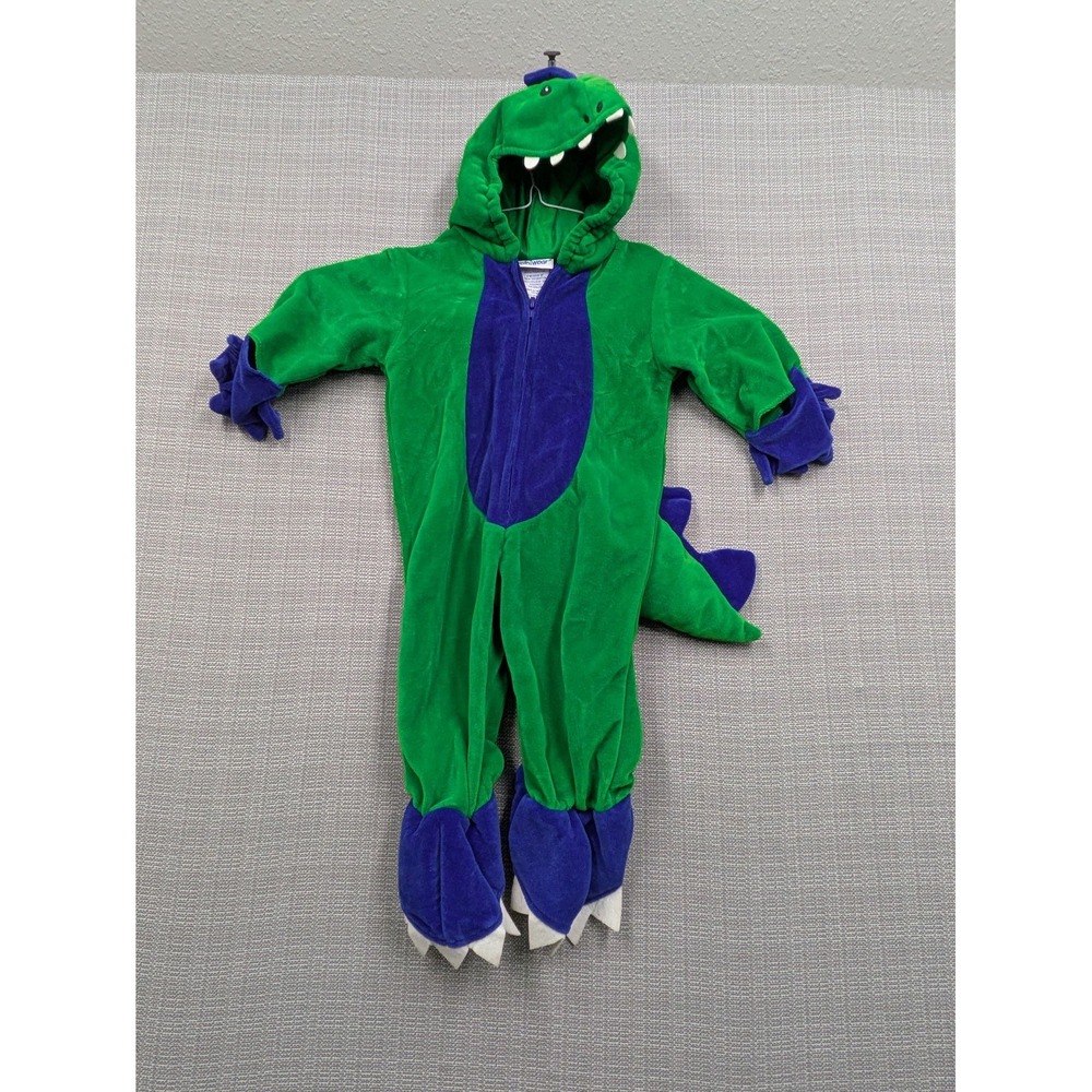Miniwear Snowsuit Boys 3-6 Months Green Blue Dinosaur Hooded Footed Costume